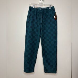 NWT Vans Teal Checkered Pants Relaxed Fit